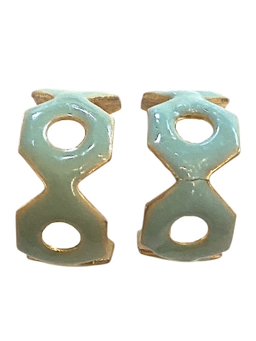 Vintage Mint Green Hoop earrings Gold